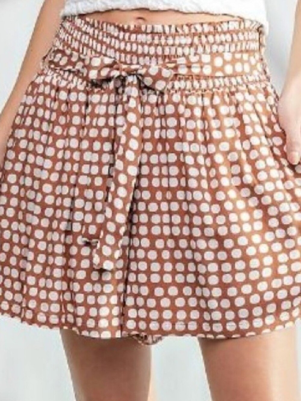 Easel Brown Polka Dot Shorts